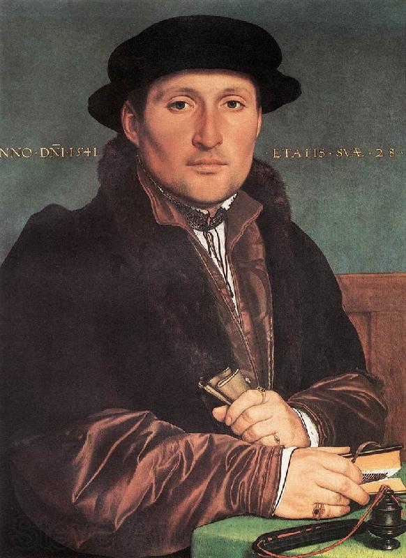 HOLBEIN, Hans the Younger Unknown Young Man at his Office Desk sf Norge oil painting art